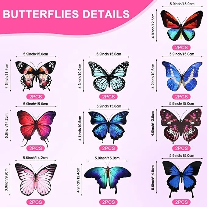 Juego de 108 piezas de decoración de fiesta de mariposas para vacaciones, cumpleaños Foto 4 de 4