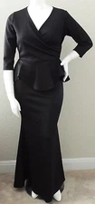 Sexy Diva Fit & Flare Peplum Mermaid Maxi Dress Black Plus 1XL - New!