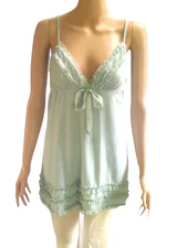 TART Size S Soft Stretch Ruffle V Neck Mint Green Pajama Tank Top Only EUC