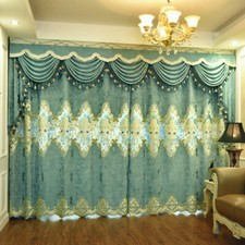 Embroidery Chenille Curtain Blackout Drape Tulle Panel Bedroom Living Room Retro
