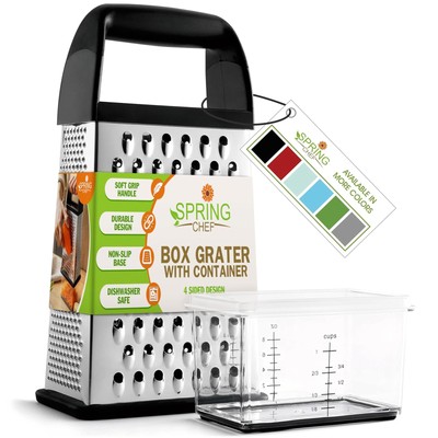 Professional 10'' Parmesan Cheese Grater With Container Stainless Steel & Soft Gr