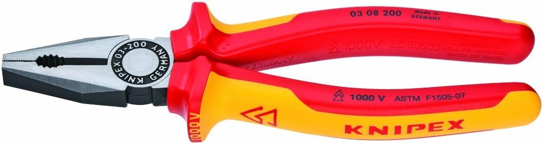 KNIPEX - 03 08 200 SBA Tools - Combination Pliers, 1000V Insulated (0308200SBA)