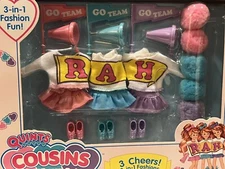 1992 Tyco Quints Cousins 3 CHEERS! 3-in-1 Fashions Doll Clothing NRFB 1589-2