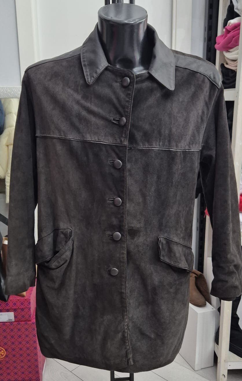 Vintage Brown Leather Jacket for Women Size 42 LLR109