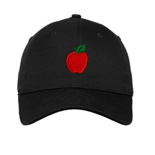 Soft Women Baseball Cap Red Apple Embroidery Dad Hats for Men Buckle Closure