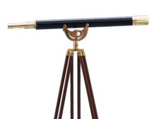 Floor Standing Brass/Leather Anchormaster Telescope 65"