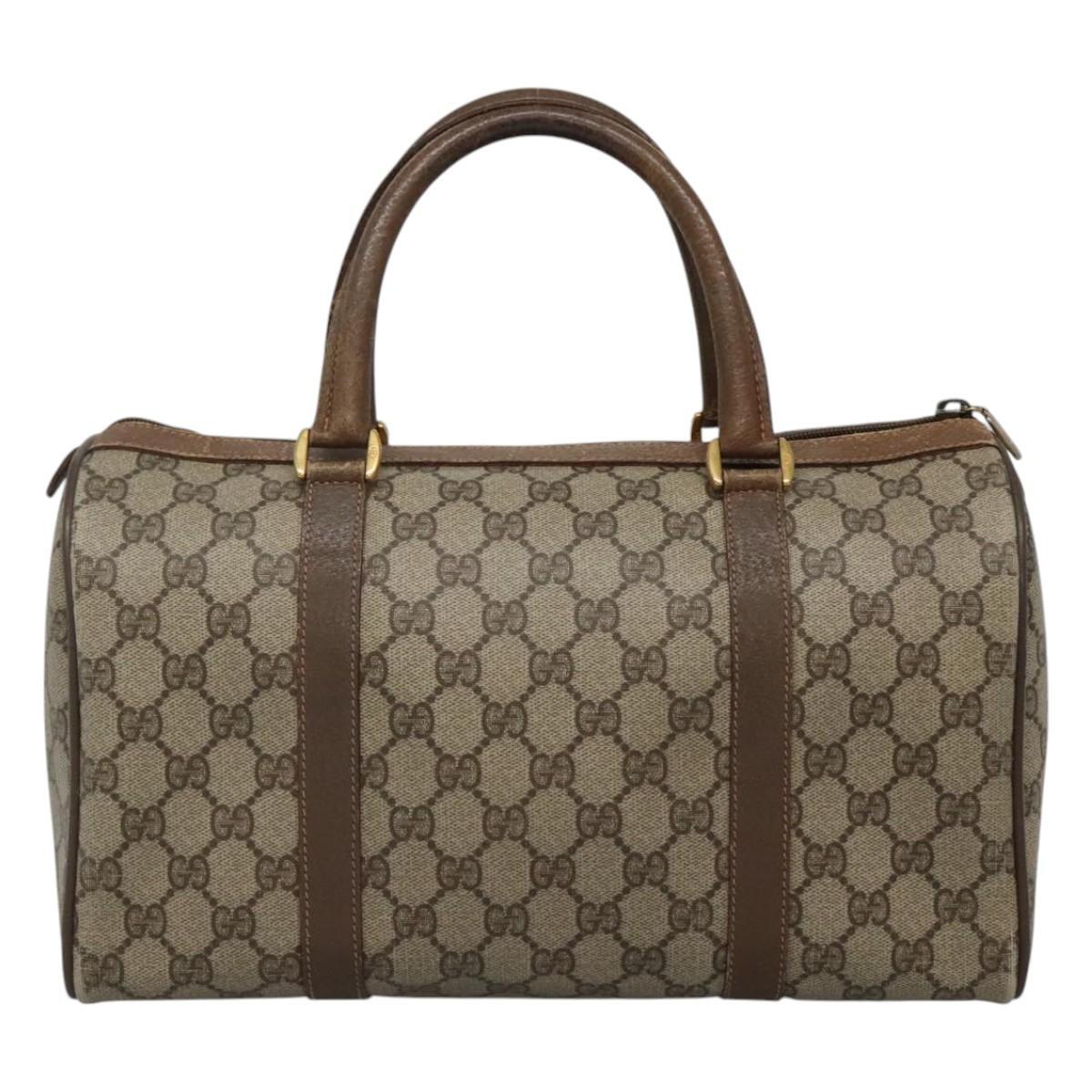 GUCCI GG Supreme Web Sherry Line Hand Bag PVC Beige Gold 58