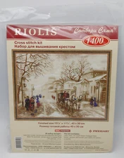Riolis "Old Street Scene Horse & Buggy" Cross Stitch Kit 1400 Zweigart