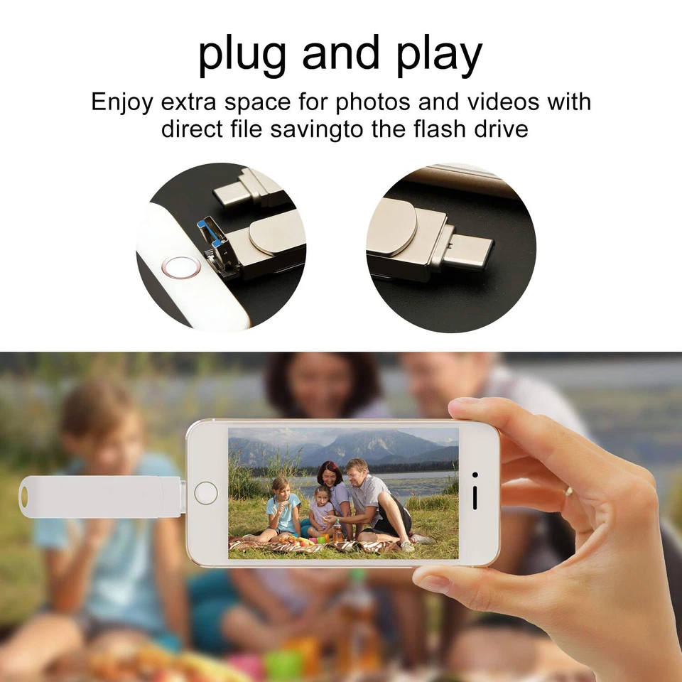 1TB 512GB USB 3.0 Flash Drive Memory Stick Type C 4in1 For iPhone OTG Android PC - Image 4 of 4