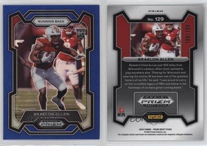2024 Panini Prizm Draft Picks Blue Prizm /199 Braelon Allen #129 Rookie RC