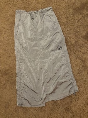 Iets Frans Shiny Silver Grey Baggy Tech Maxi Skirt Womens Size M Ruched Front