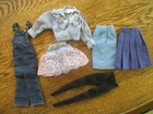 Barbie Doll  Lot  Western Cowgirl Denim and Pink Lace Skirt, bibs Vintage Mattel
