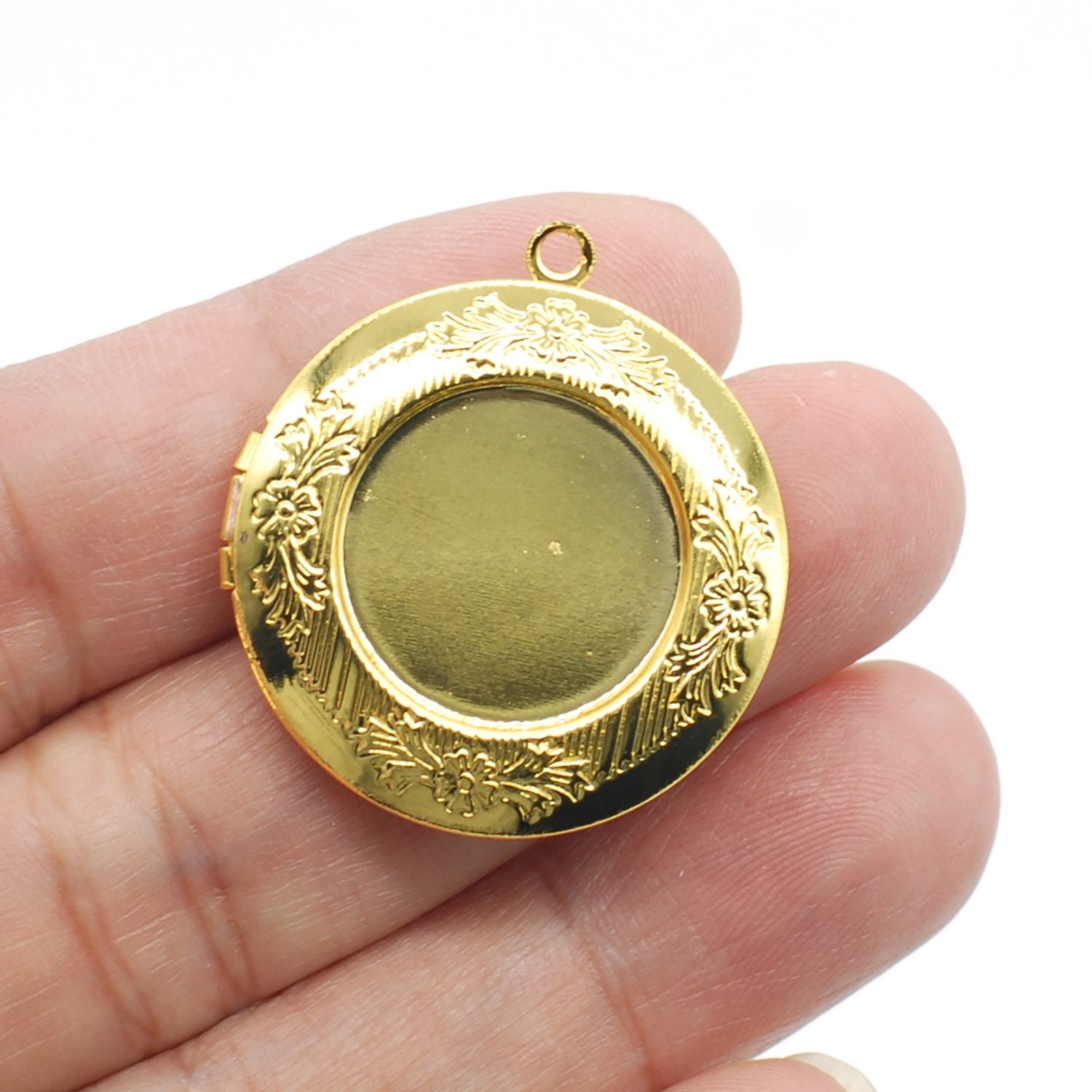 3PCS Brass Round Cabochon Locket Charm Pendant 32mm Fit 20mm Cab LMC12-04774