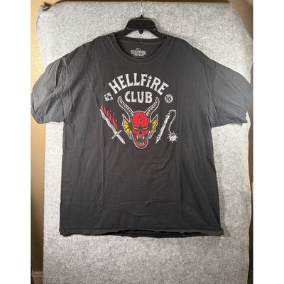 Netflix Stranger Things Hellfire Club Graphic T-Shirt Black Mens XL Cotton Tee
