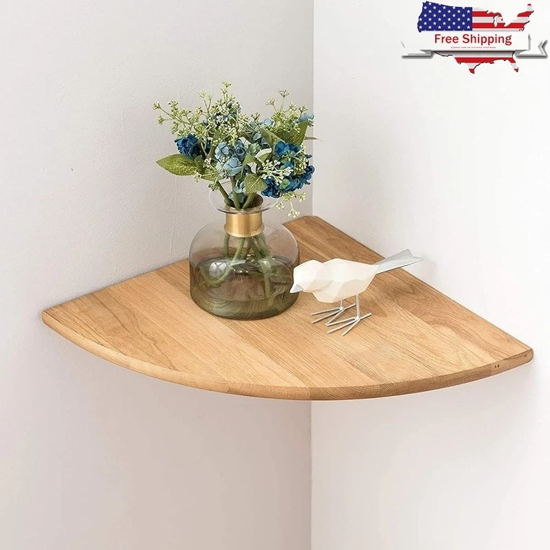 Corner Shelf Solid Wood Wall Mounted Floating Storage Triangle Shelf Unit New