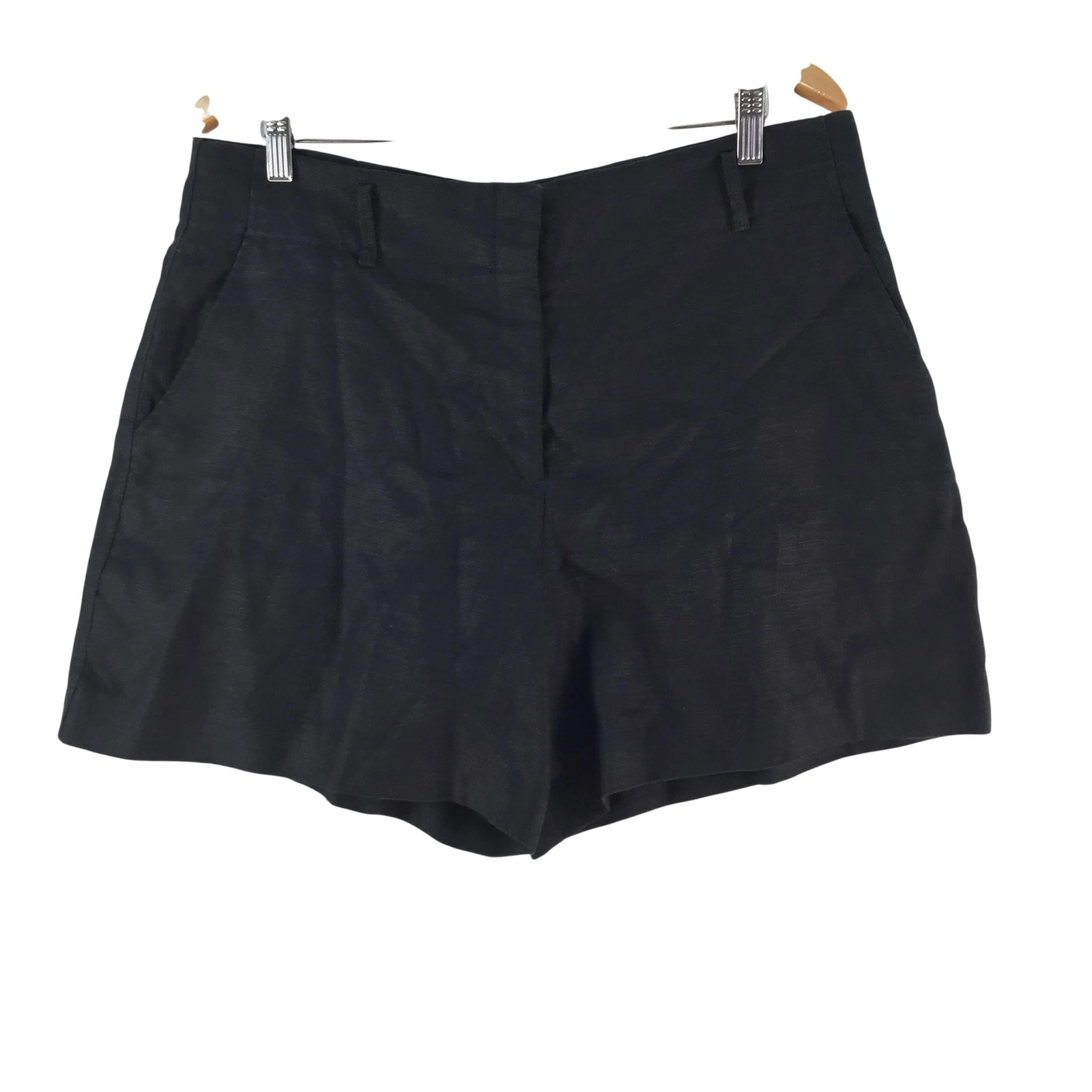 Witchery Shorts Womens 14 Black Linen Chino Flat Front Pockets Summer 131027