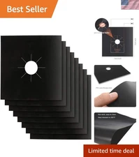 Adjustable Black Stove Burner Covers - 8 Pack, Double Thickness, Eco-Friendly
