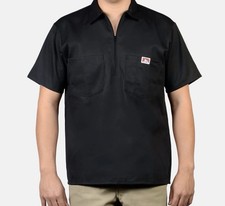 New Ben Davis Men's Half-Zip Short Sleeve Work Shirt, Size XL, Black