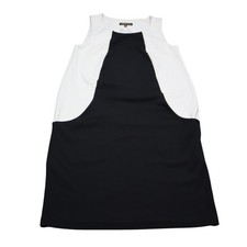 Adrienne Vittadini Dress Womens Medium Black White Sleeveless Sheath Colorblock