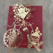 Lot of 3 Tamerlane Scenic Gold Finish Christmas Ornaments Made in USA
