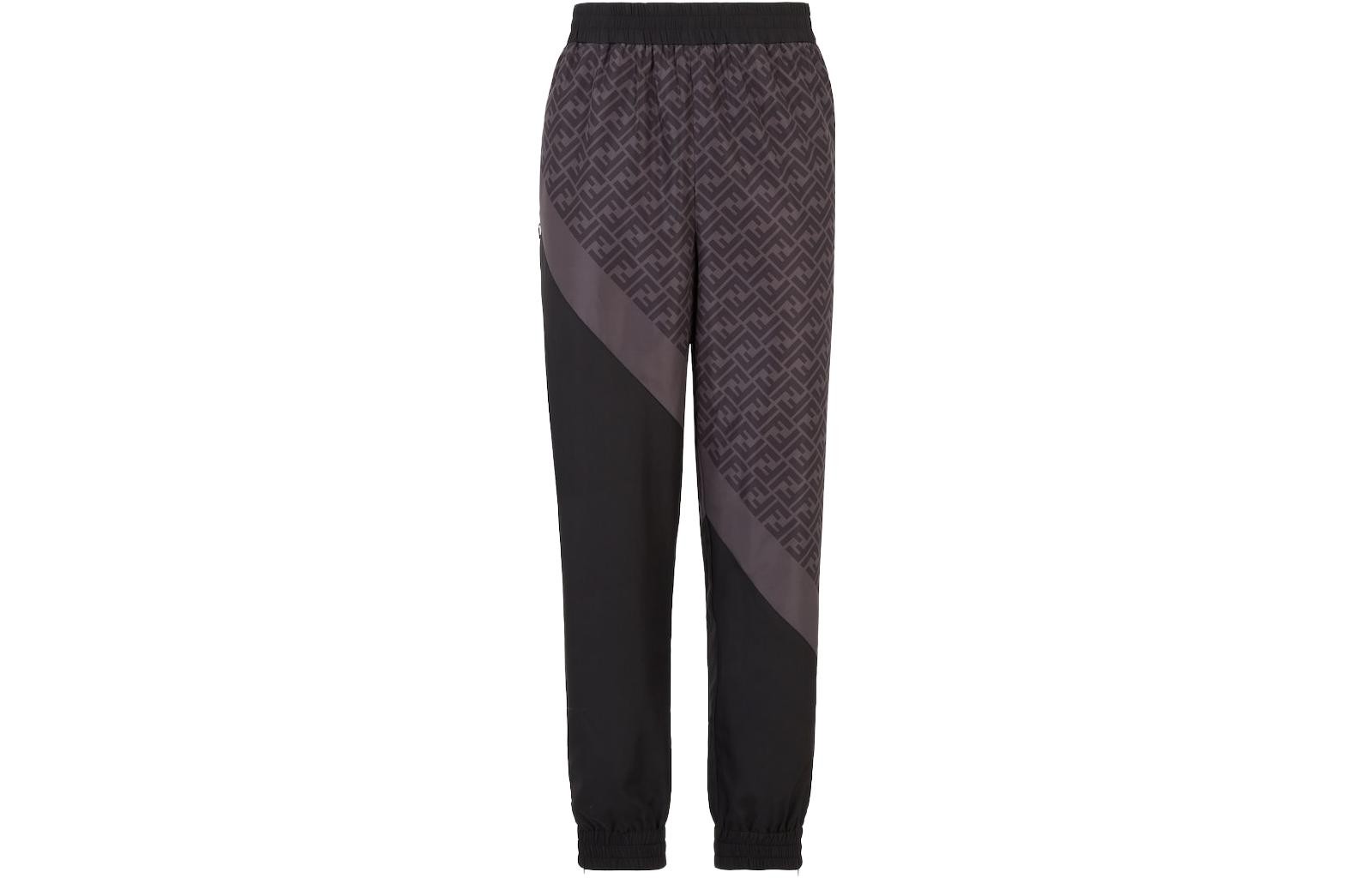 Fendi Jacquard Pattern Elastic Waist Straight Leg Casual Pants
