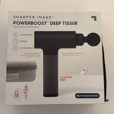 Sharper Image Powerboost Percussion Massage Gun, 6 Speeds, 5 Attachments, Whisp  