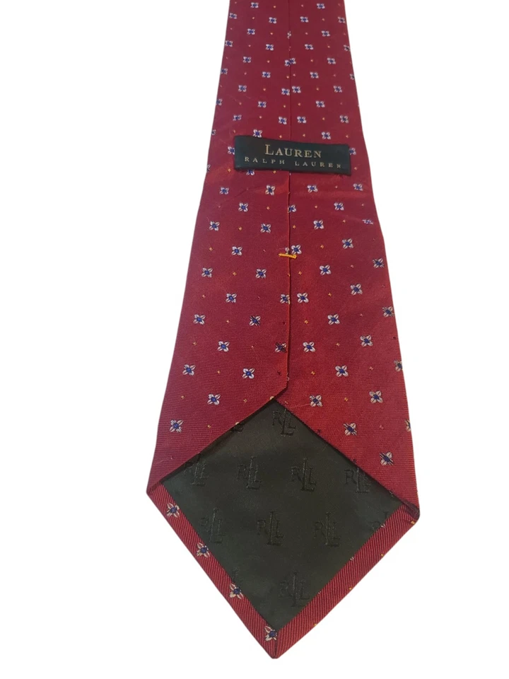 Corbata para Hombres Lauren Ralph Lauren Diseñador Lujo Rojo Azul Floral Estilo Preppy Foto 4 de 4