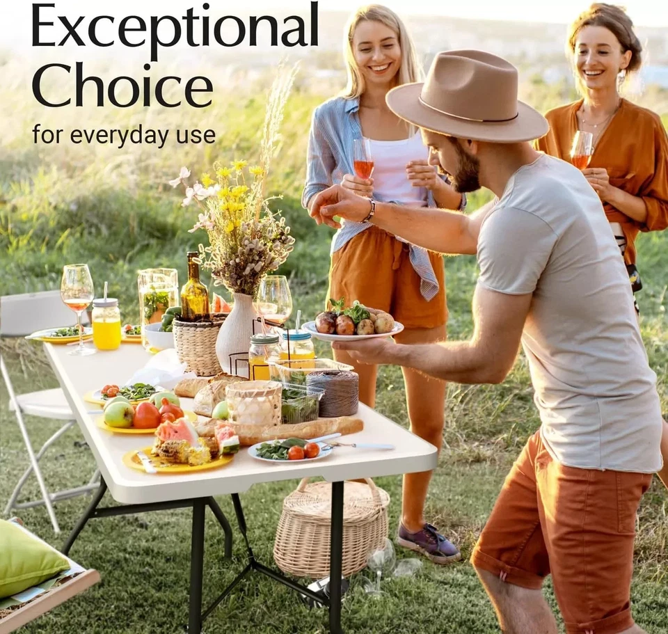 3/3.5/4/6/8 Ft Plastic Folding Table Perfect for Indoor/Outdoor Dining & Parties - Image 3 of 4