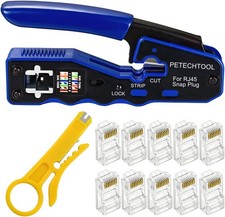 Ethernet Crimping Tool Kit with RJ45 Crimper, Wire Stripper, Cutter  10 Connect