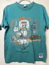 Vintage 90s Miami Dolphins NFL Locker Room T Shirt Size Large Single Stitch