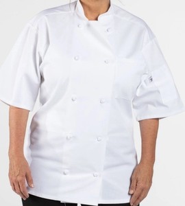 Uncommon Threads Short Sleeve Monterey Chef Coat 0484-2505 sz L White NEW
