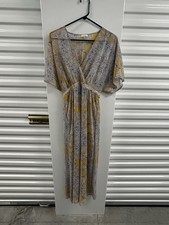 Love Fire Boho Paisley Midi Dress Small Surplice V-Neck Tie Waist Short Sleeve