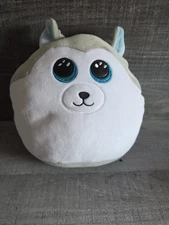 TY Squish a Boos 12" SLUSH Husky Dog Cushion Stuffed Animal Plush Toy b273