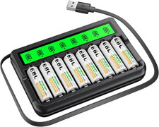 Rechargeable AA Batteries 8 Pack and Battery Charger with Built-In Charging Cabl 3.45 per gallon