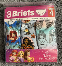 NEW 3 Pack Disney Princess Brief Panties Girls Size 4