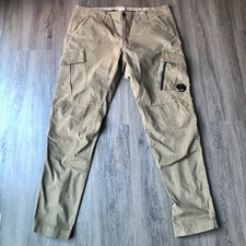 C.P Company Lens Cargo Pants Men's 52 Brown Cotton Sateen Ergonomic Fit Luxury