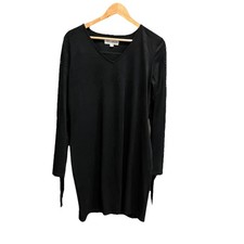 Idyllwind Black Lois Studded Long Sleeve Fringe Mini Women's Dress Size XL