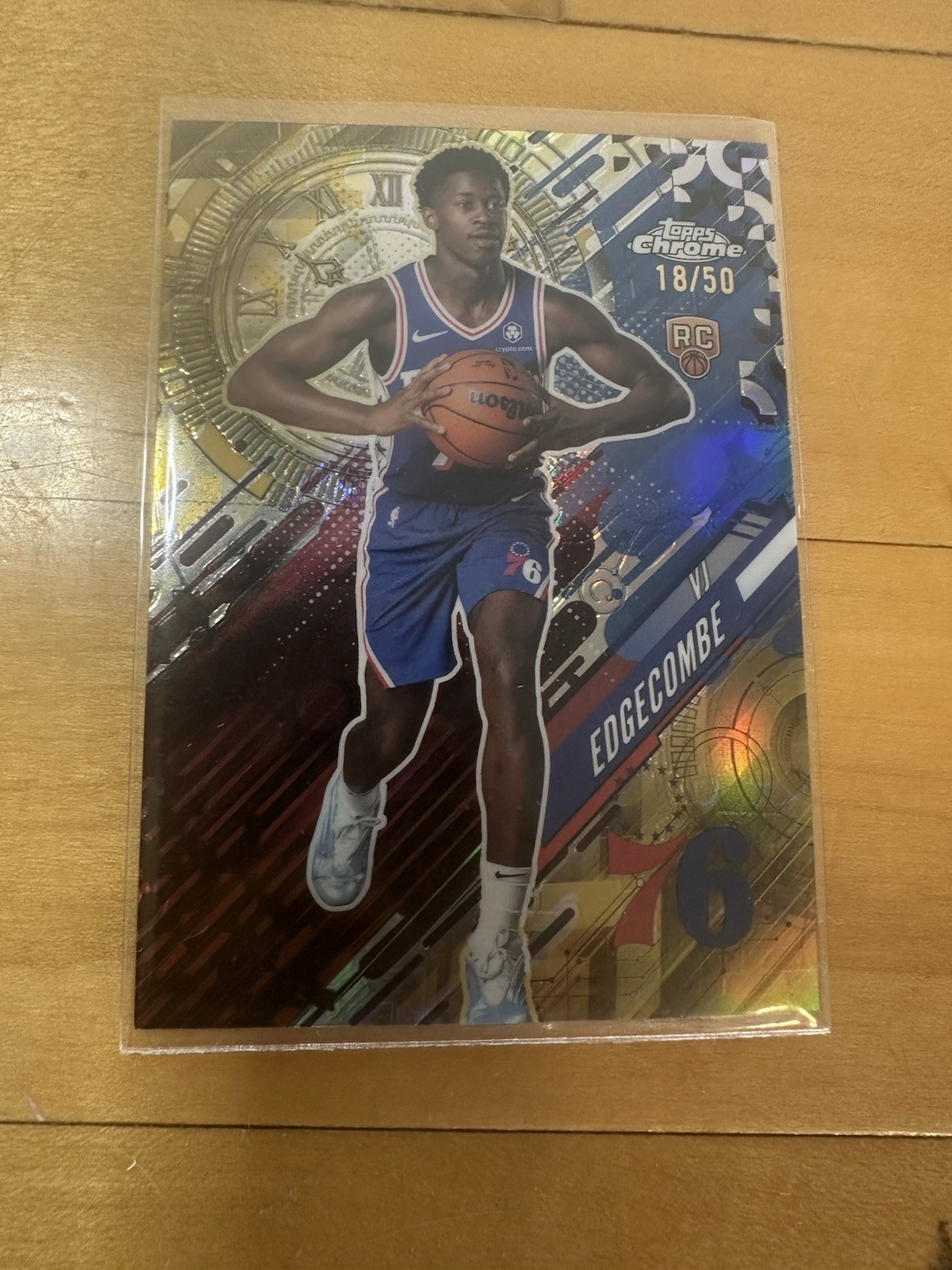 VJ Edgecombe 2025-26 Topps Chrome Go Time Gold Refractor 18/50 #GT-18 RC Rookie