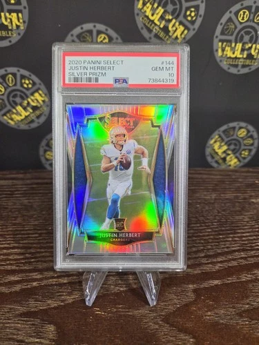 2020 Panini Select Premier Level Silver Prizm RC Justin Herbert #144 PSA 10 MM01