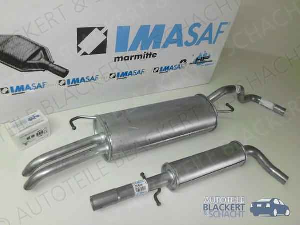 Imasaf Auspuffset Ab Kat für Skoda Octavia+Combi 1.6 BJ 00-10|Mitteltopf+Endtopf-image