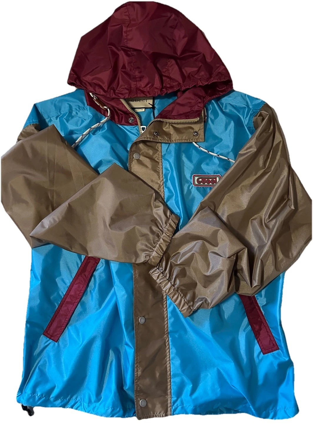 Giacca da uomo Gucci oversize blu rosso mix 42 US 52 EU NUOVA CON ETICHETTE $3450