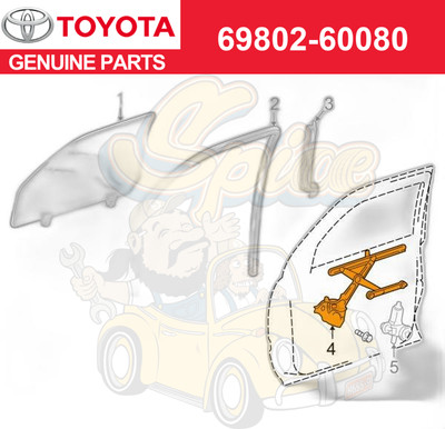 Originale Toyota 69802-60080 REG. SUB-ASSY, FINESTRA PORTA FR, LH ...