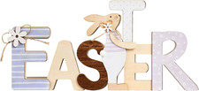 Wooden Easter Bunny Sign Rustic Farmhouse Table Shelf Decor DIY