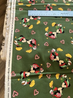 2 Yards Springs Creative 2023 Mickey Minnie Christmas Kiss Disney Cotton Fabric