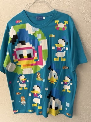 Tokyo Disney Resort T-Shirt Adult Large Donald Duck Chip Dale pixel pool 2016