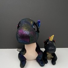 Ty Beanie Boos 9  Rainbow Dragon  6  Red Dragon Plush Set; EXCELLENT Condition