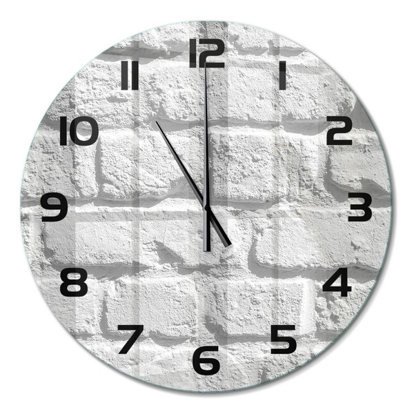 Runde Glas-Wanduhr Glasuhr Aus Glas Backsteinwand Schwarze Zeiger Fi60 Cm-image