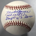 Hank Bauer Signed Major League Baseball Autograph 17 Straight WS Hit Inscription