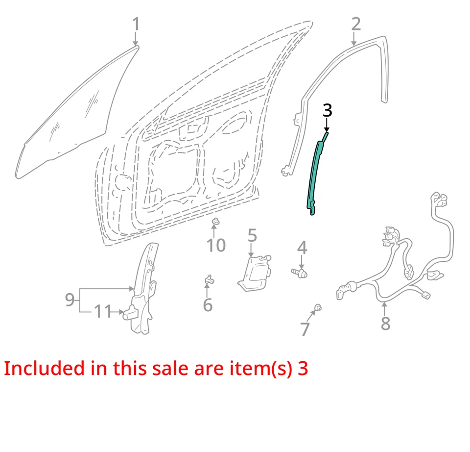 SE ADAPTA A BUICK LESABRE CANAL ASM FRT S/D WDO RR 25745481 2000-2005 - NUEVO OEM Foto 3 de 4