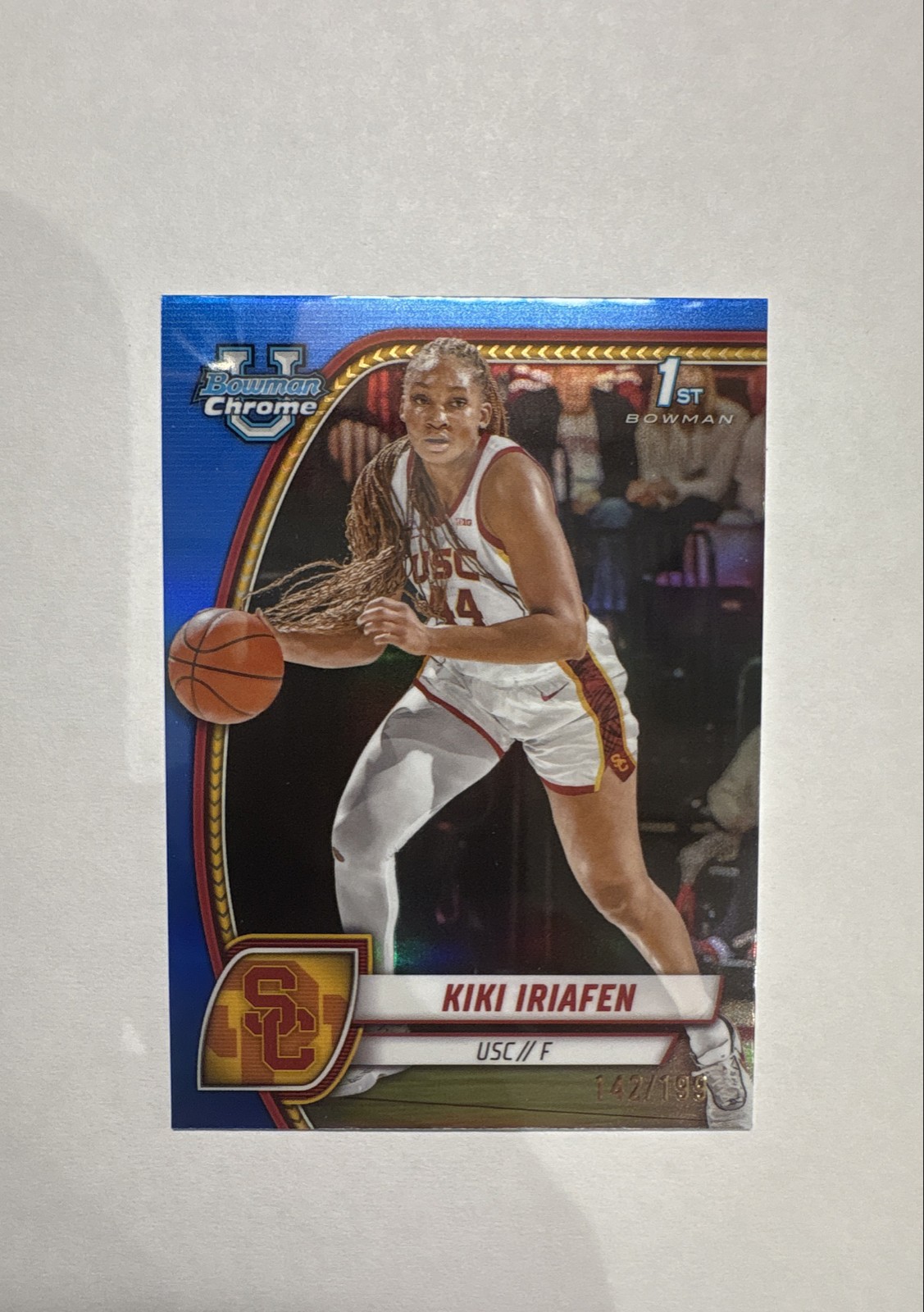 2024-25 Bowman University Chrome - Kiki Iriafen #47 Blue Refractor 142/199 (RC)
